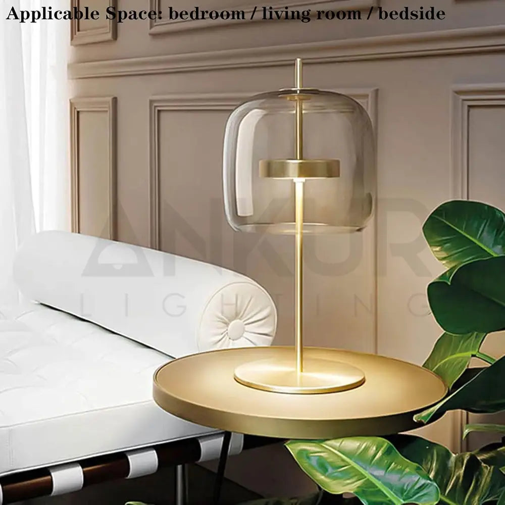 JUBE CONTEMPORARY GLASS LED TABLE LAMP BEDSIDE LAMP Amber Glass