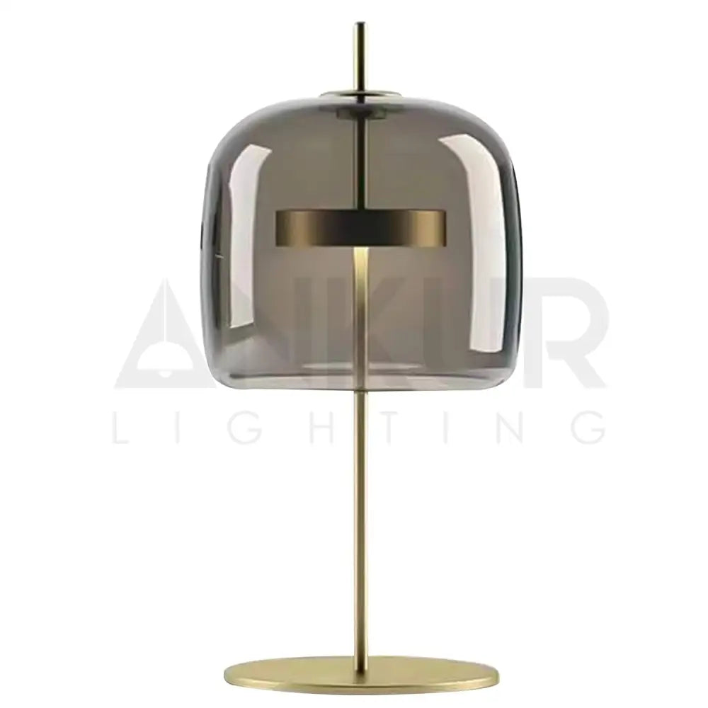 JUBE CONTEMPORARY GLASS LED TABLE LAMP BEDSIDE LAMP Smoke Glass