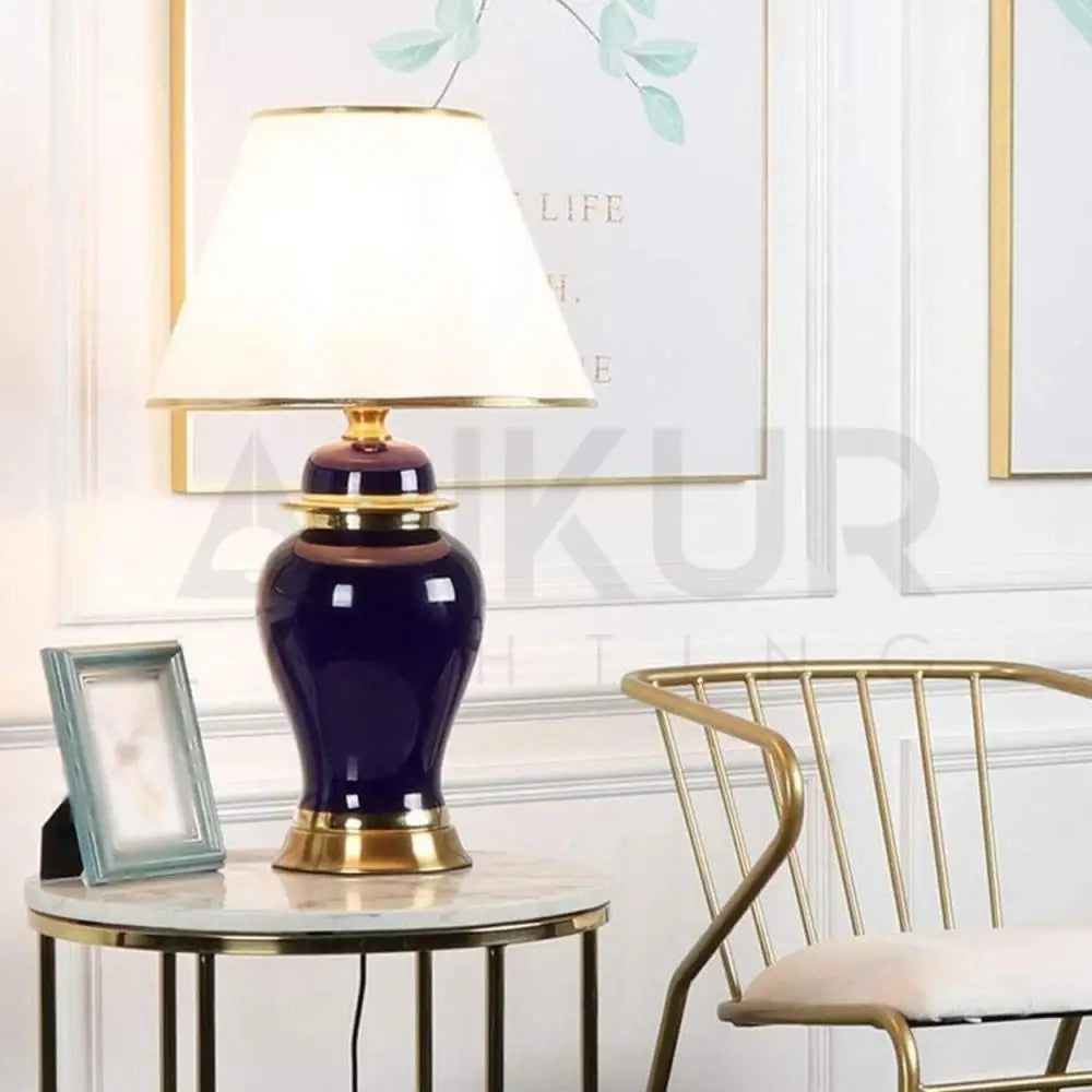 LEAN MODERN GREEN AND PURPLE CERAMIC TABLE LAMP - Ankur Lighting