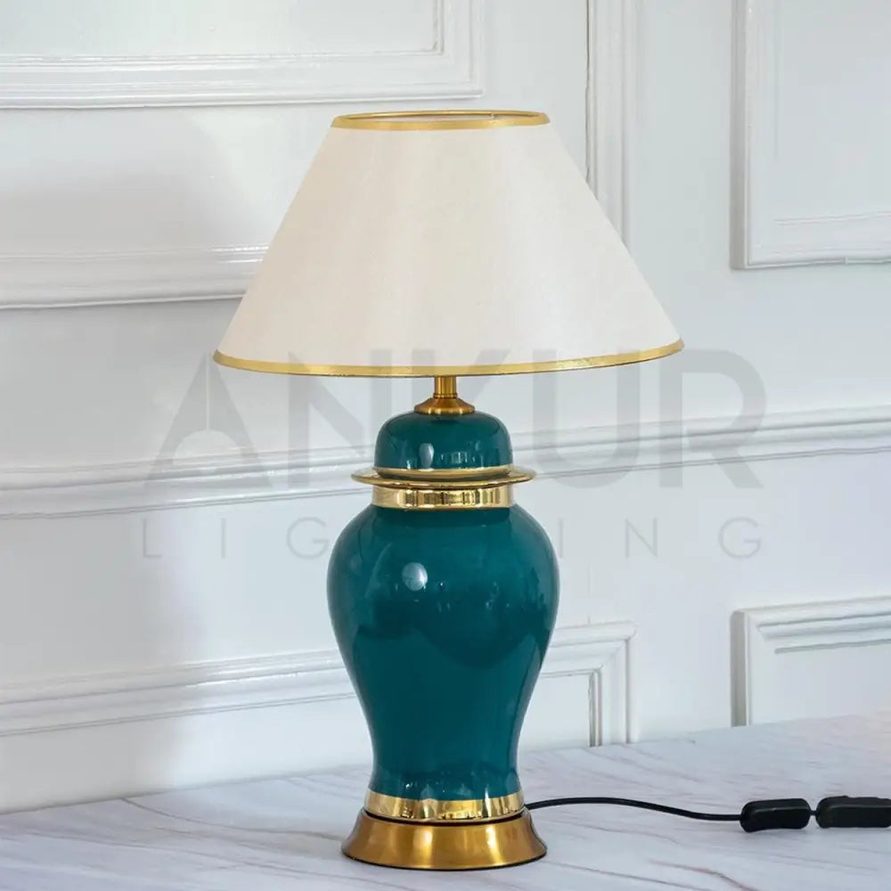 LEAN MODERN GREEN AND PURPLE CERAMIC TABLE LAMP - Ankur Lighting