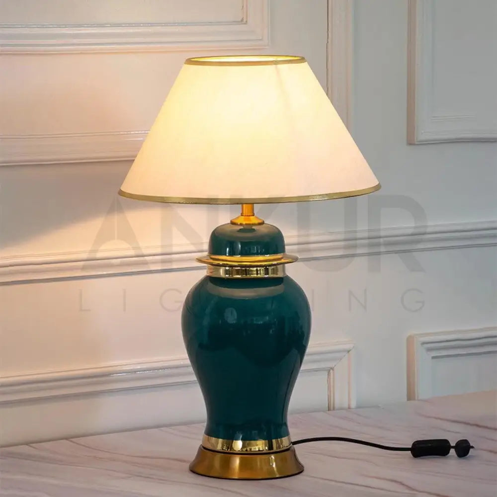 LEAN MODERN GREEN AND PURPLE CERAMIC TABLE LAMP - Ankur Lighting