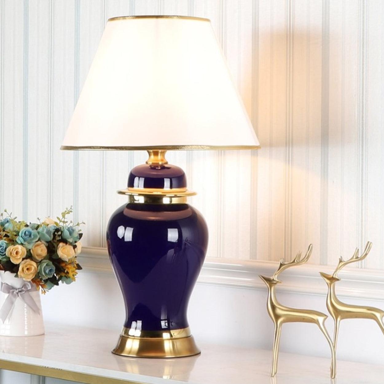 LEAN MODERN GREEN AND PURPLE CERAMIC TABLE LAMP - Ankur Lighting