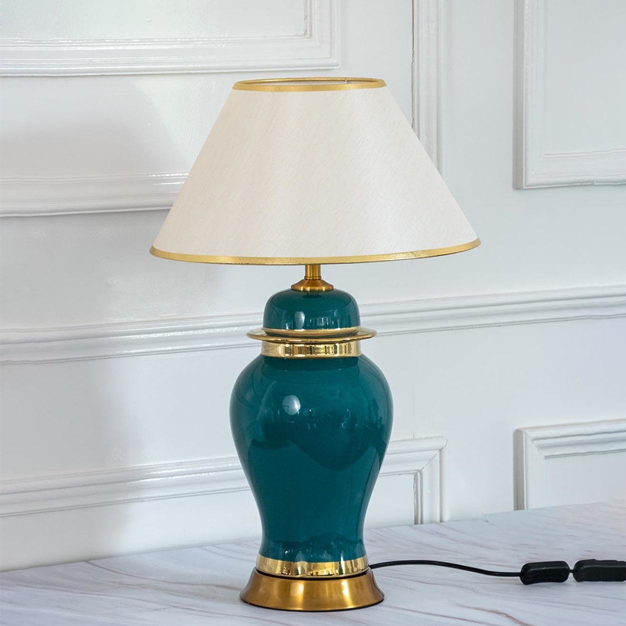 LEAN MODERN GREEN AND PURPLE CERAMIC TABLE LAMP - Ankur Lighting