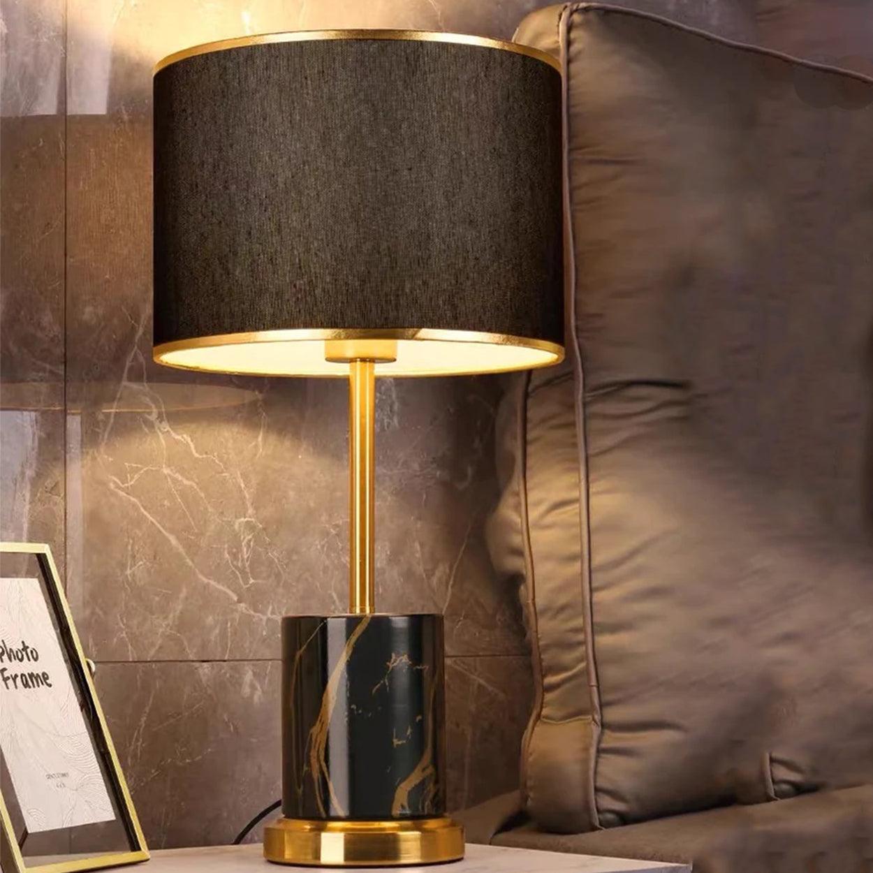 NERO GOLD WITH MARBLE TEXTURE TABLE LAMP BEDSIDE LAMP - Ankur Lighting