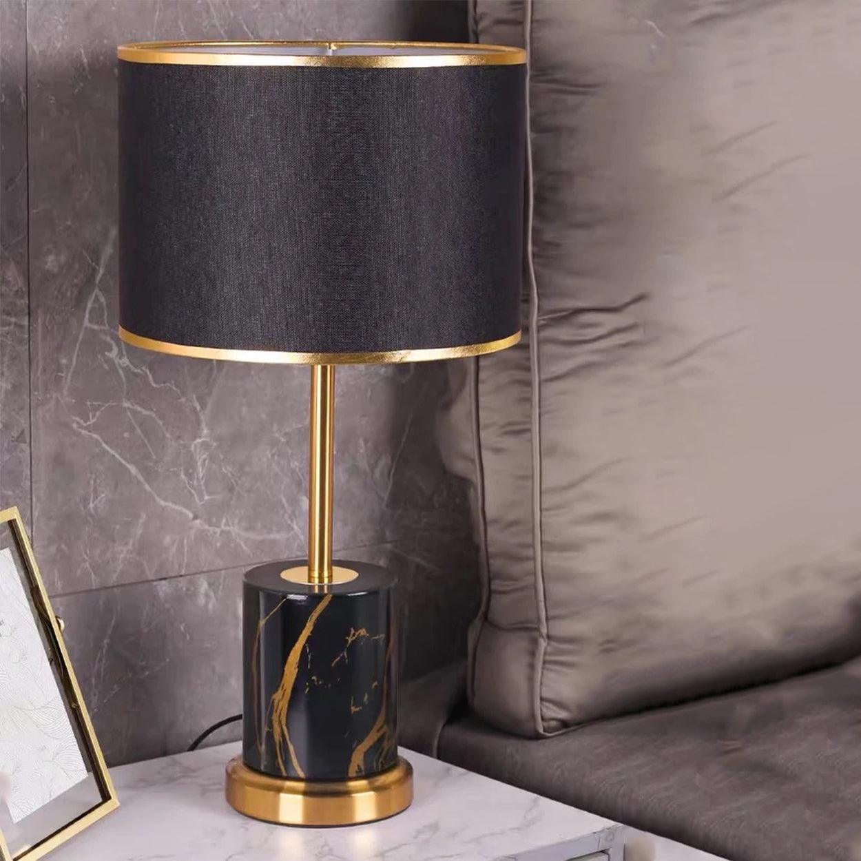 NERO GOLD WITH MARBLE TEXTURE TABLE LAMP BEDSIDE LAMP - Ankur Lighting