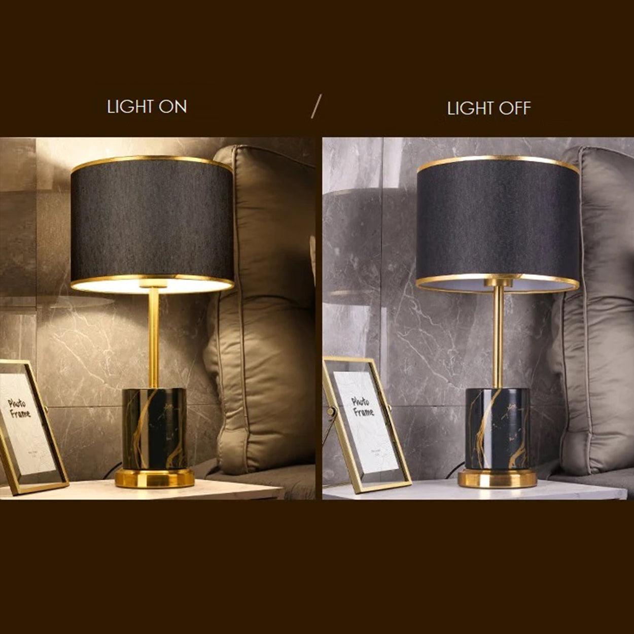 NERO GOLD WITH MARBLE TEXTURE TABLE LAMP BEDSIDE LAMP - Ankur Lighting