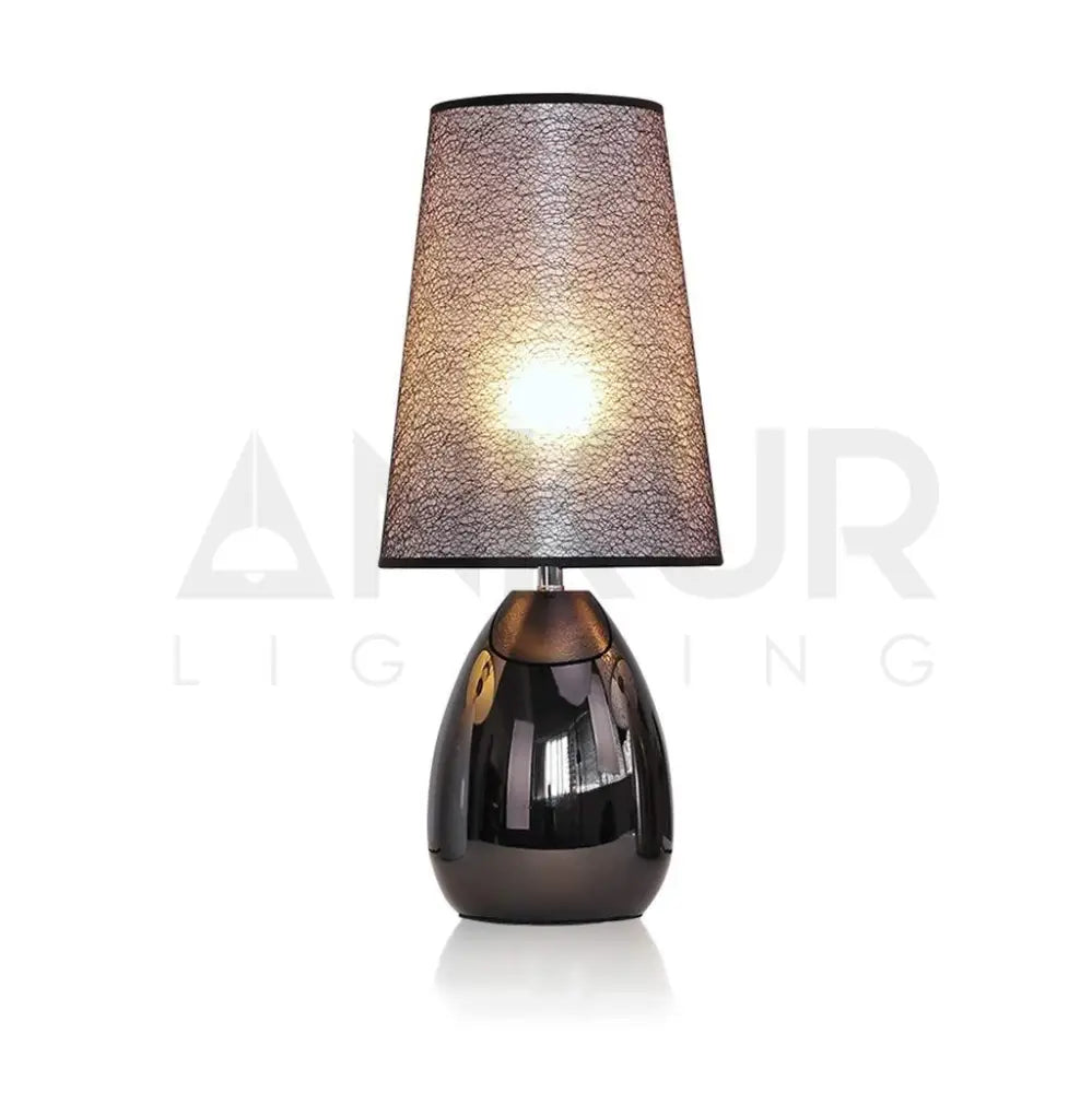 NOIR GLOSSY BLACK METAL BEDSIDE TABLE LAMP - Ankur Lighting