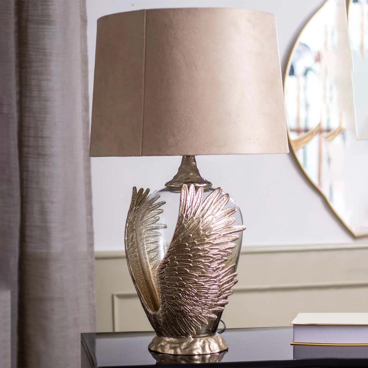 PHOENIX WING HAND MADE METAL AND GLASS TABLE LAMP - Ankur Lighting