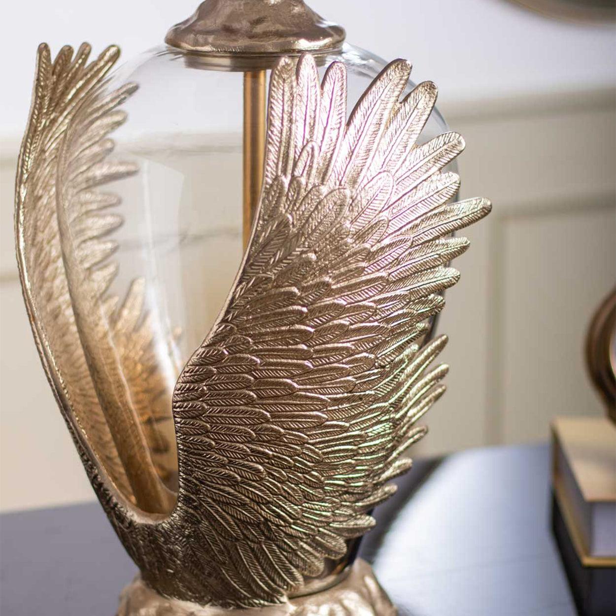 PHOENIX WING HAND MADE METAL AND GLASS TABLE LAMP - Ankur Lighting