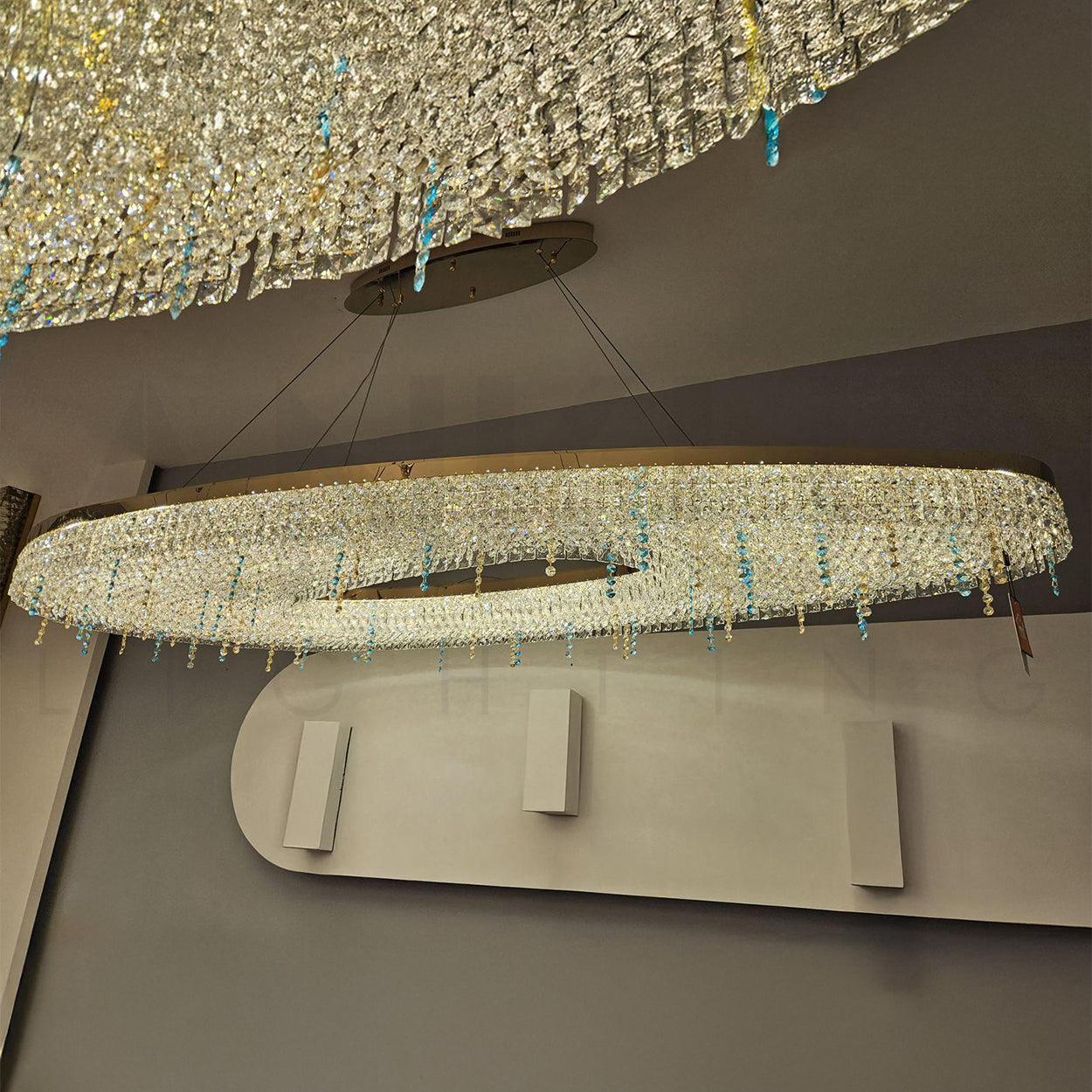 ANKUR FULGURITE CRYSTAL DOUBLE HEIGHT MODERN CHANDELIER FOR LUXURY HOME lighting