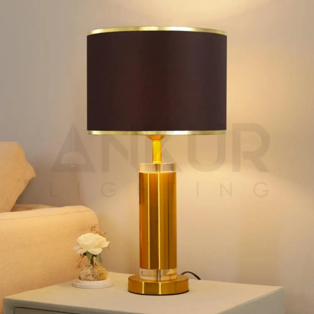 ROBERT LUXURY METAL AND CRYSTAL DESIGNER TABLE LAMP BEDSIDE LAMP - Ankur Lighting