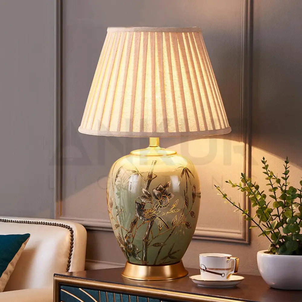 SONA CERAMIC BEDSIDE TABLE LAMP - Ankur Lighting