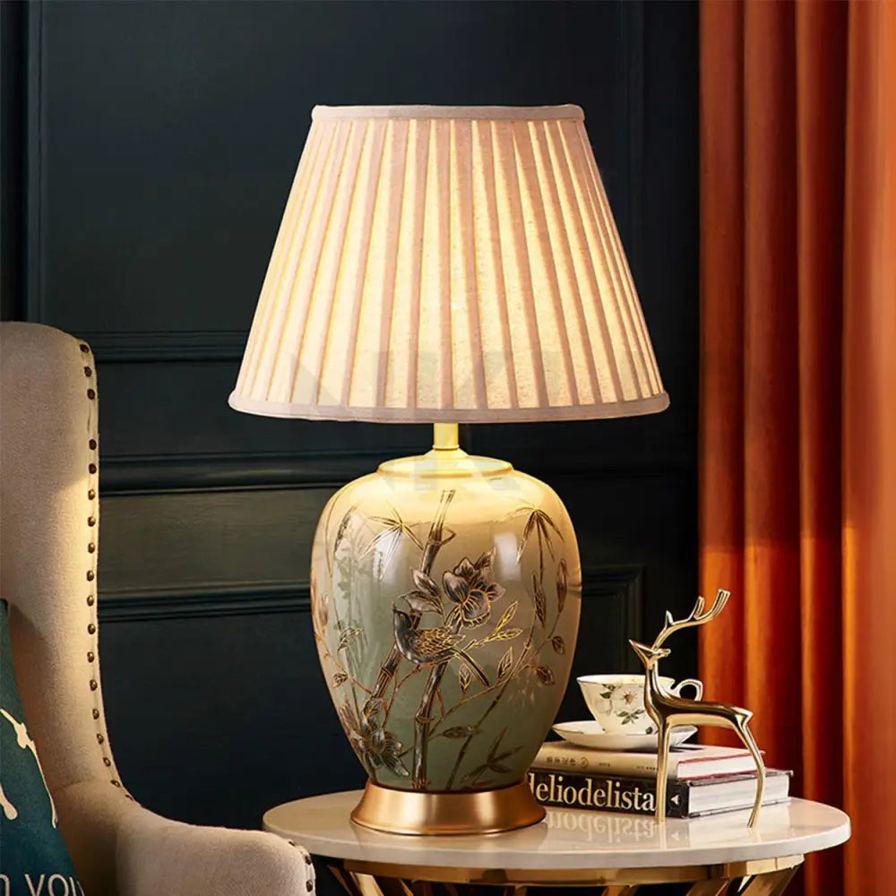 SONA CERAMIC BEDSIDE TABLE LAMP - Ankur Lighting
