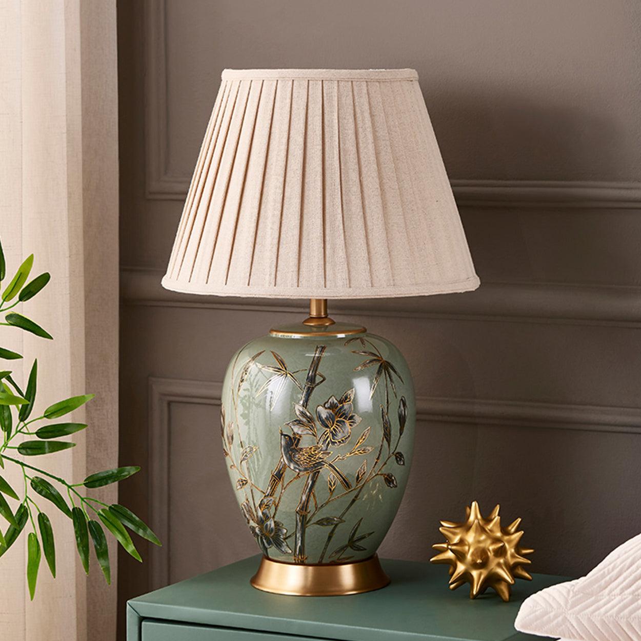 SONA CERAMIC BEDSIDE TABLE LAMP - Ankur Lighting