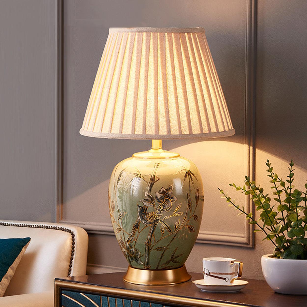 SONA CERAMIC BEDSIDE TABLE LAMP - Ankur Lighting