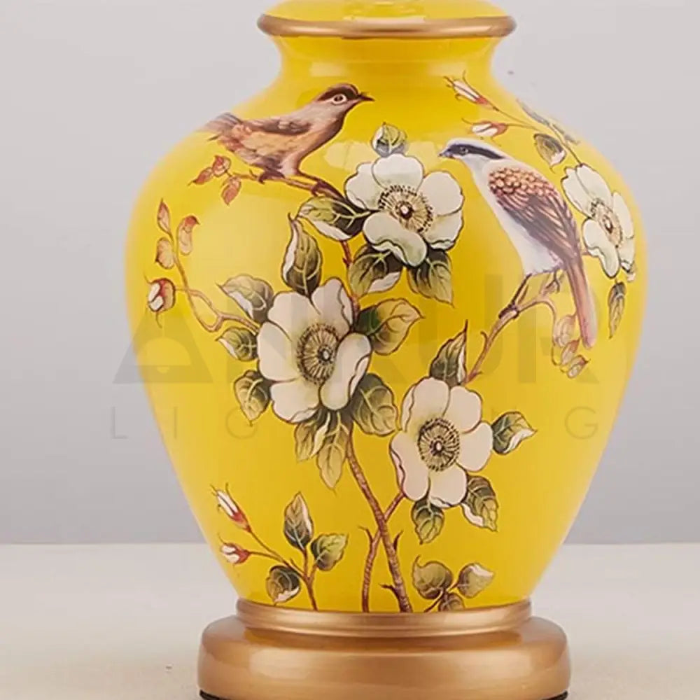 SONGBIRD FLORAL PATTERN CERAMIC TABLE LAMP - Ankur Lighting