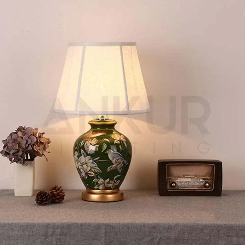 SONGBIRD FLORAL PATTERN CERAMIC TABLE LAMP - Ankur Lighting