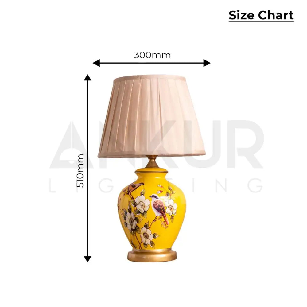 SONGBIRD FLORAL PATTERN CERAMIC TABLE LAMP - Ankur Lighting