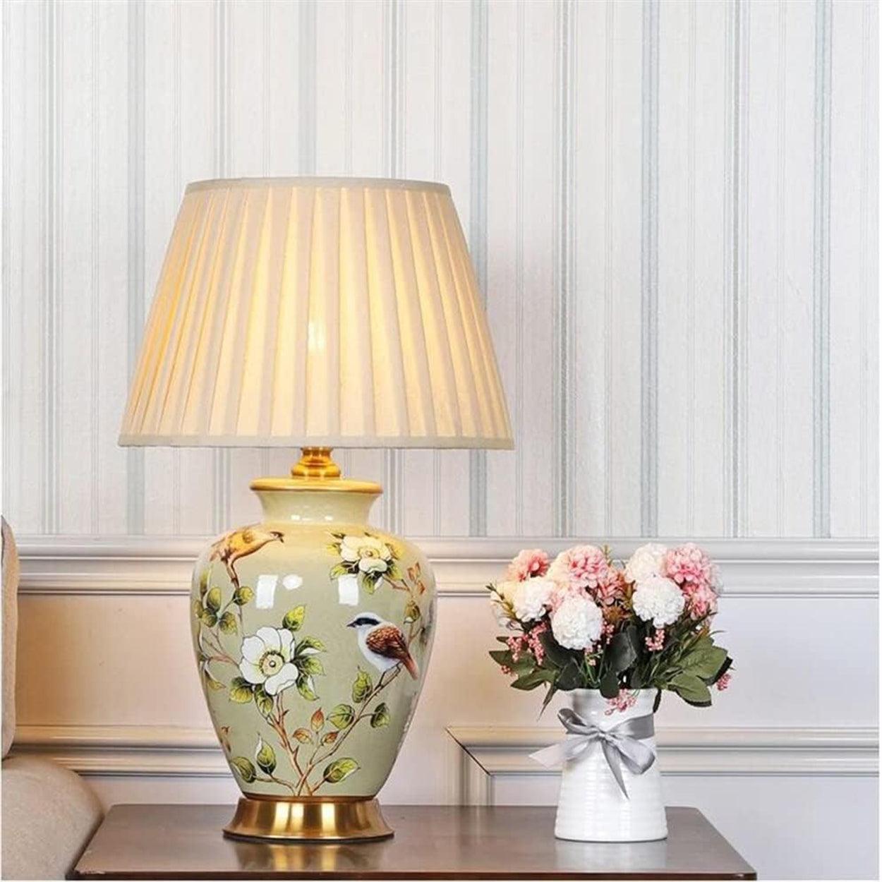 SONGBIRD FLORAL PATTERN CERAMIC TABLE LAMP - Ankur Lighting