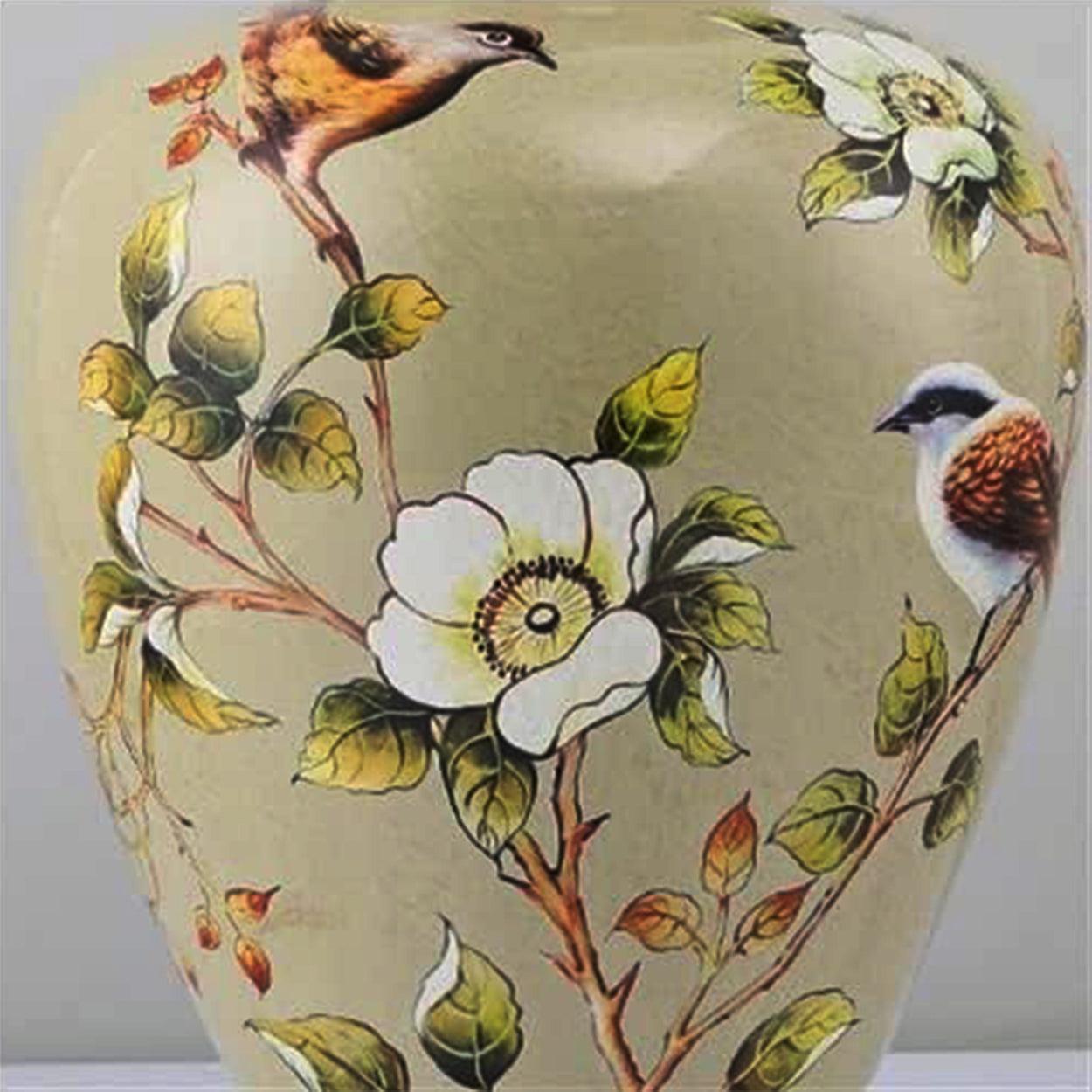 SONGBIRD FLORAL PATTERN CERAMIC TABLE LAMP - Ankur Lighting