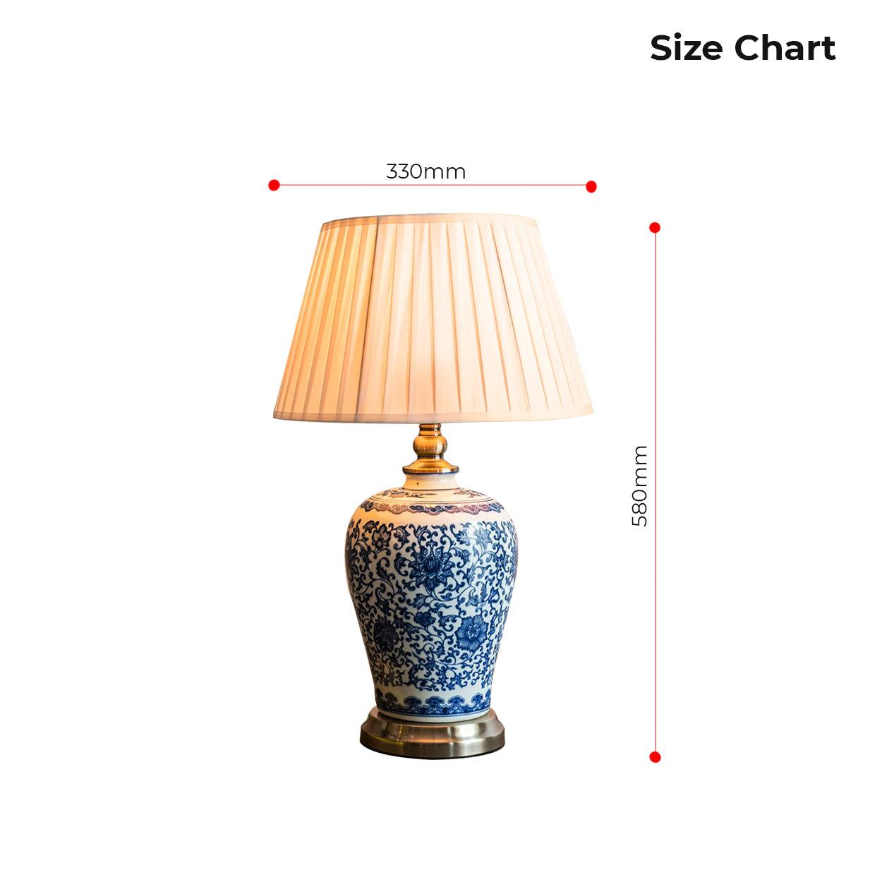 SQUISIT BLUE FLORAL PATTERN CERAMIC TABLE LAMP - Ankur Lighting