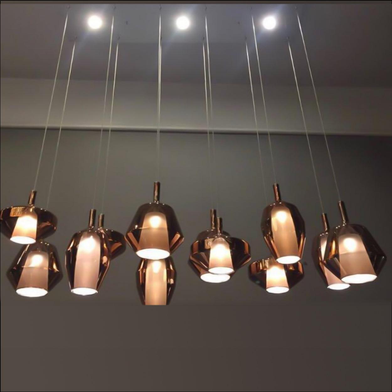 12 GLASS PENTA MoM GLASS RECTANGULAR CHANDELIER - Ankur Lighting