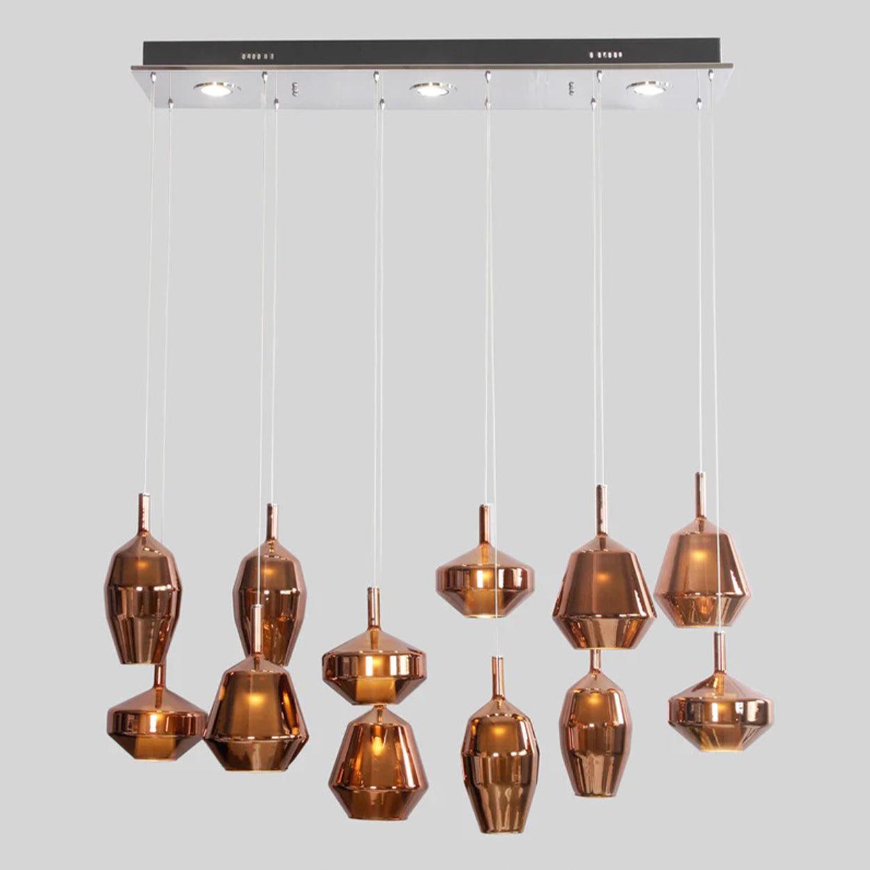 12 GLASS PENTA MoM GLASS RECTANGULAR CHANDELIER - Ankur Lighting