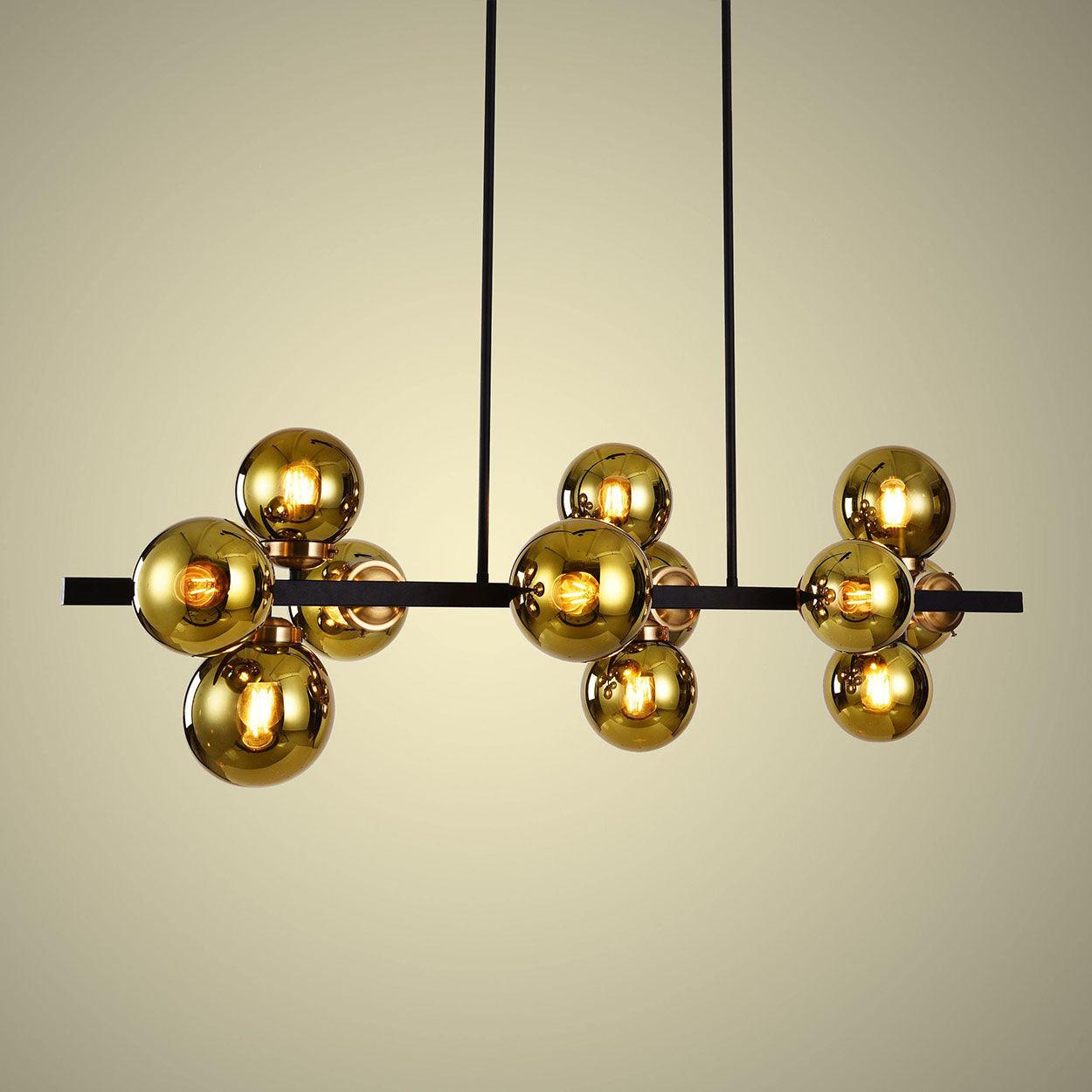 12 LIGHT LINEAR GLOBE CHANDELIER - Ankur Lighting