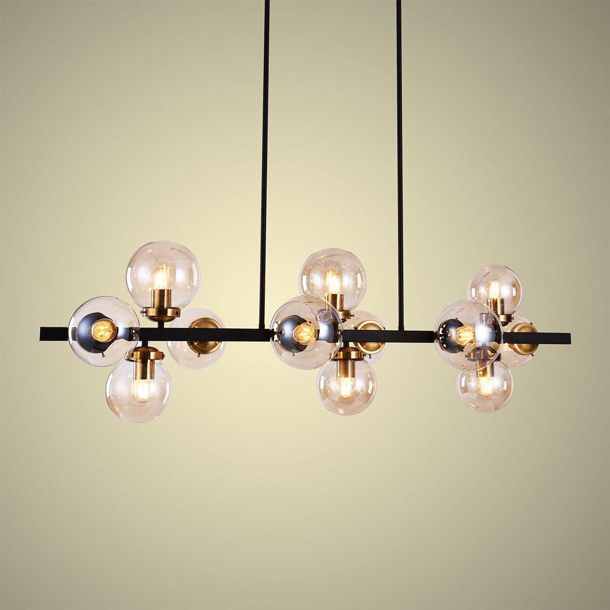 12 LIGHT LINEAR GLOBE CHANDELIER - Ankur Lighting