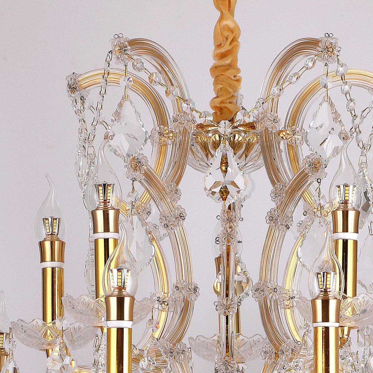 ANKUR 15 LIGHTS VEGAS GOLDEN CRYSTAL CHANDELIER - Ankur Lighting