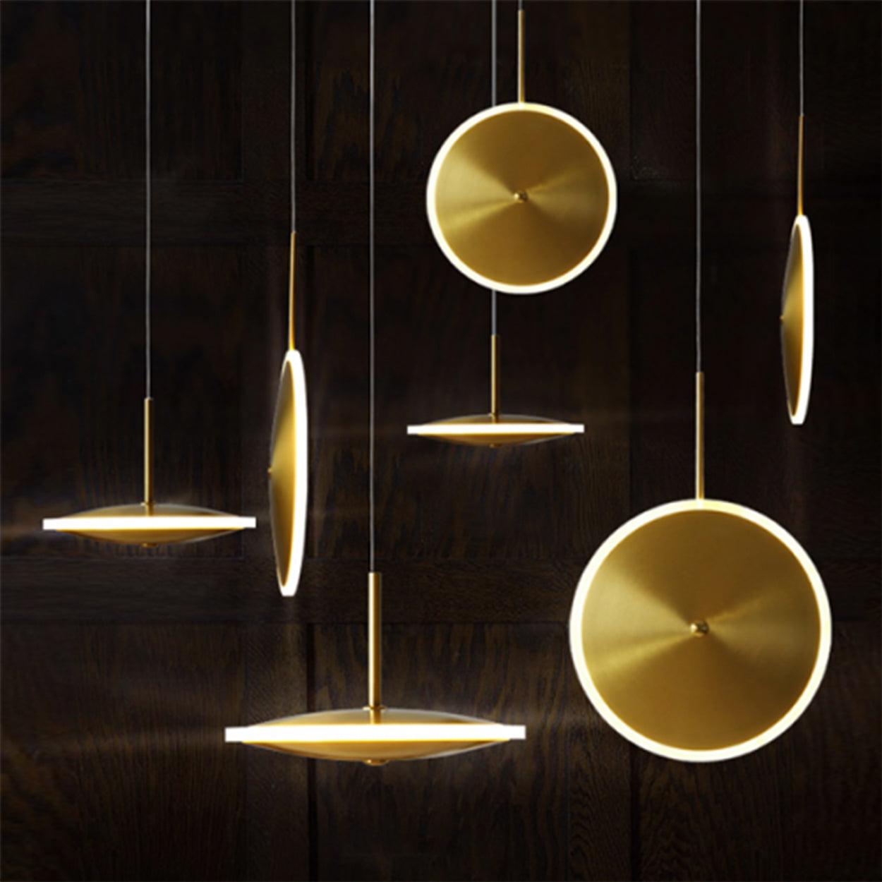 ANKUR CHRONA UFO DISH GOLD LED PENDANT LIGHT - Ankur Lighting