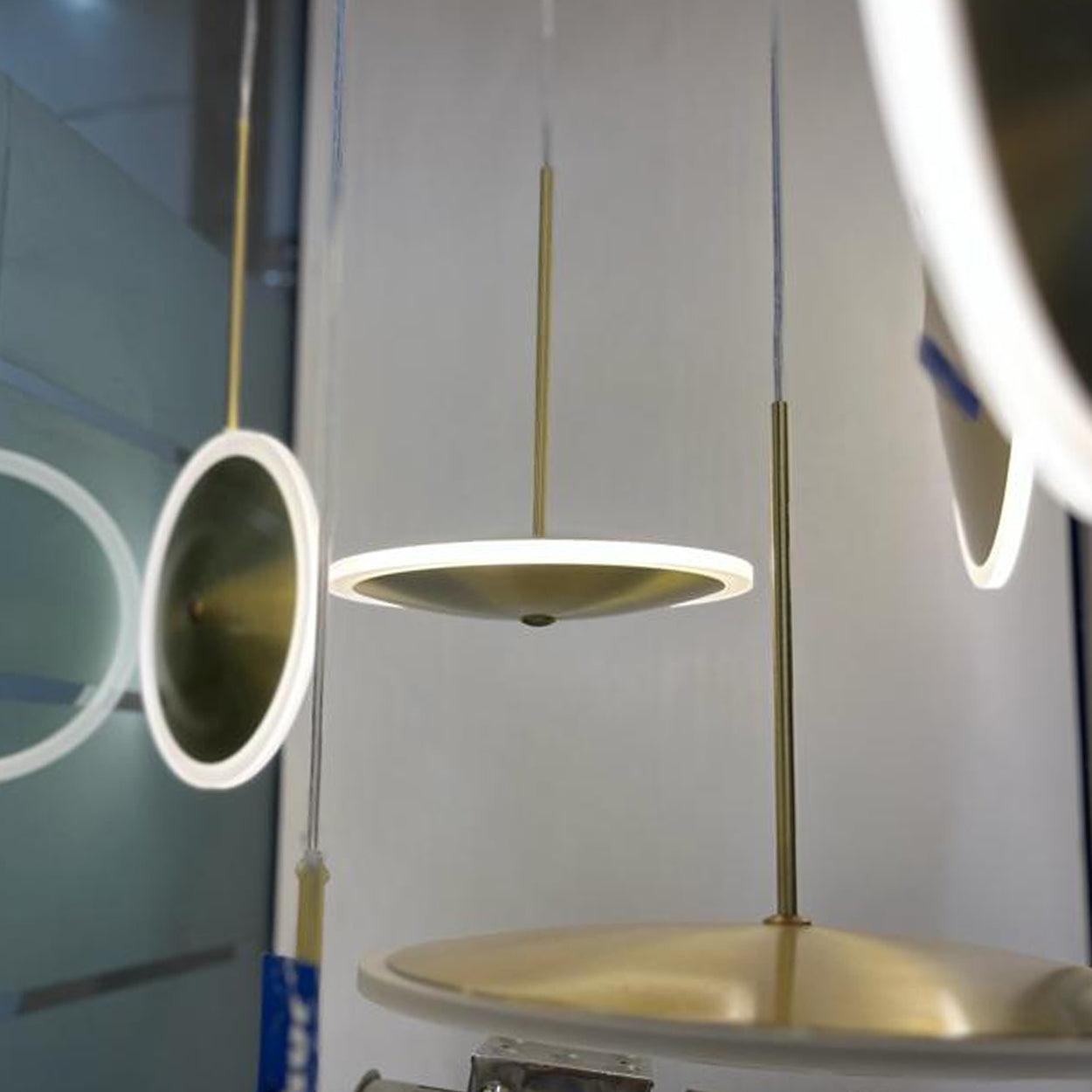 ANKUR CHRONA UFO DISH GOLD LED PENDANT LIGHT - Ankur Lighting