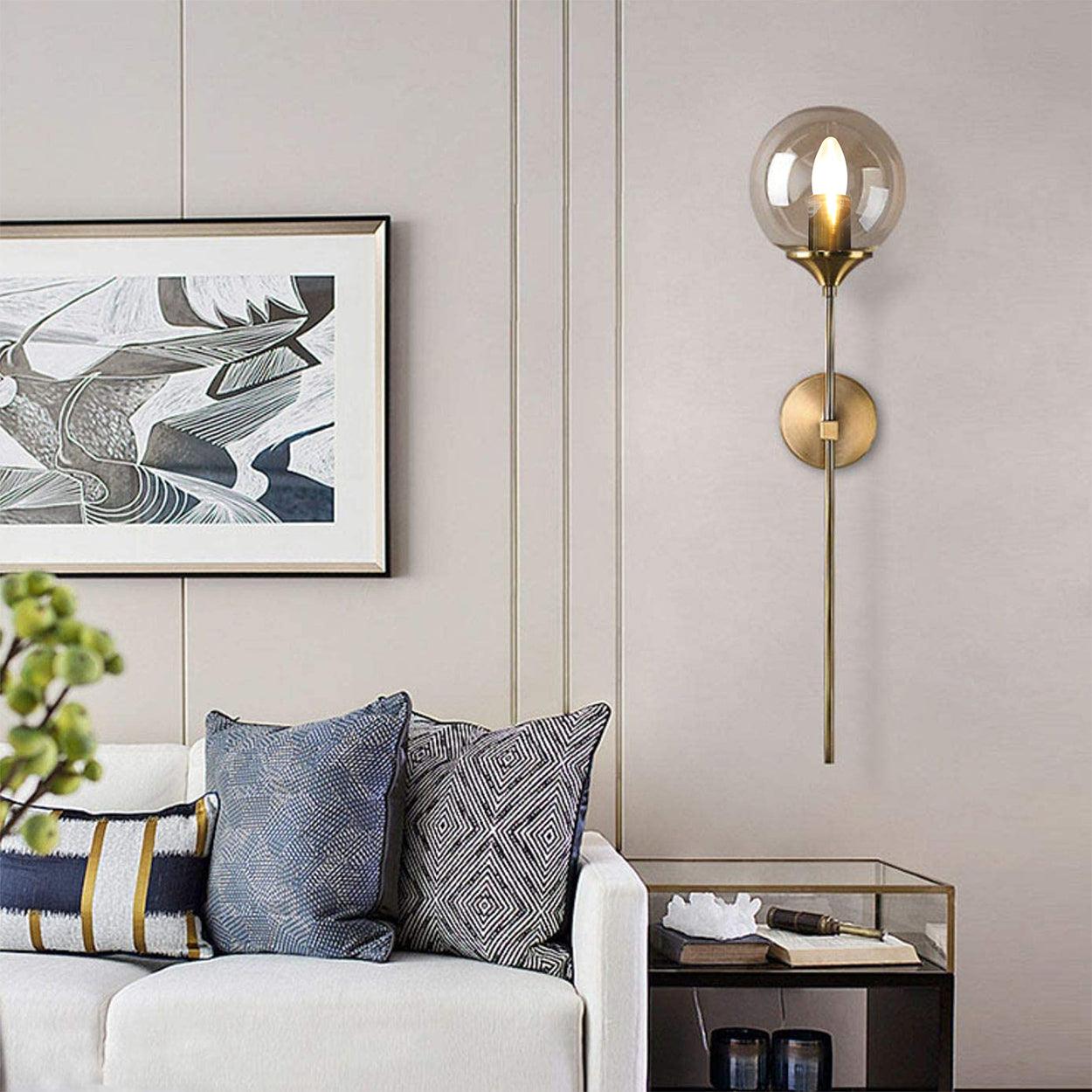 ANKUR CLAIR INDUSTRIAL GLASS GLOBE WALL LIGHTS, BEDSIDE WALL LIGHT - Ankur Lighting