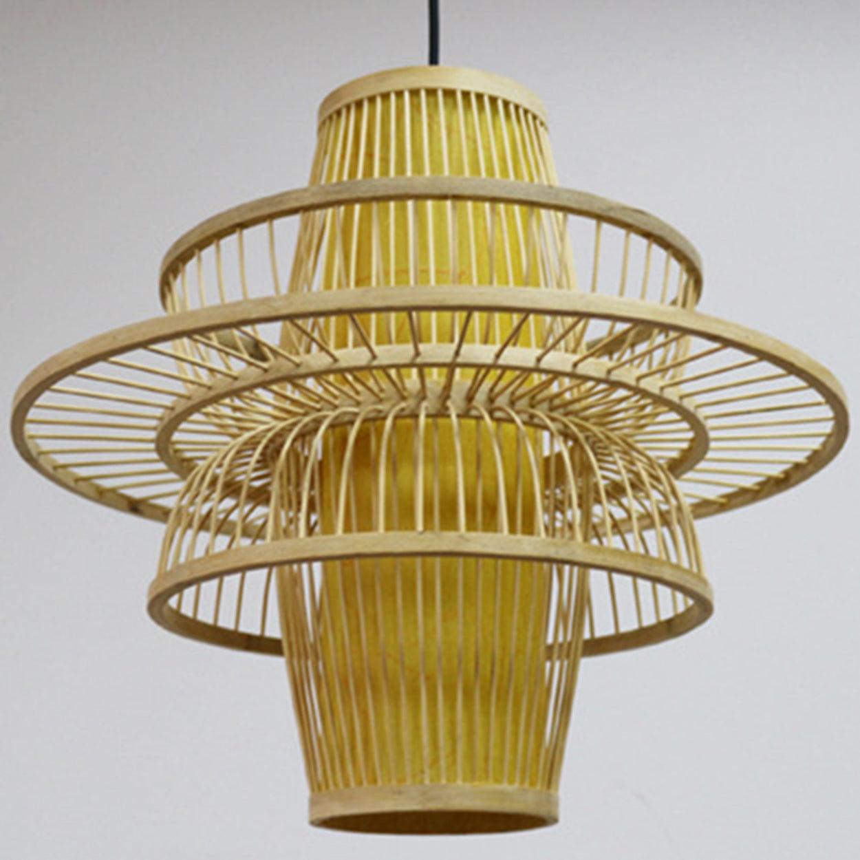 ANKUR ECLAIR NATURAL CANE AND FABRIC PENDANT LIGHT - Ankur Lighting