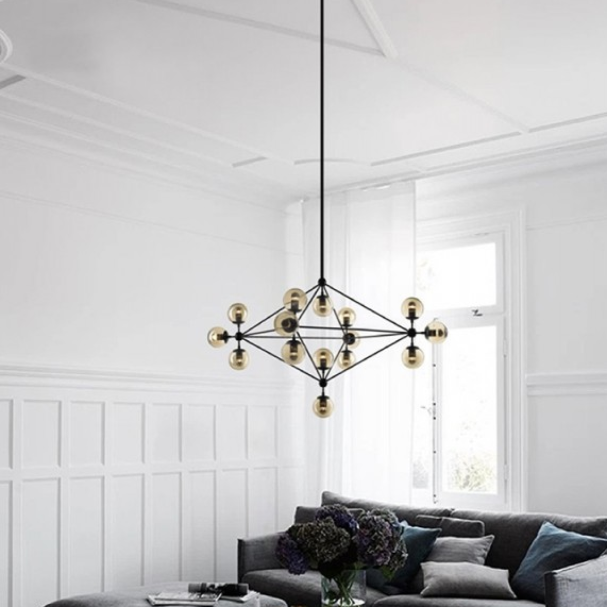 ANKUR HELIX MODERN GLASS AND METAL CHANDELIER - Ankur Lighting