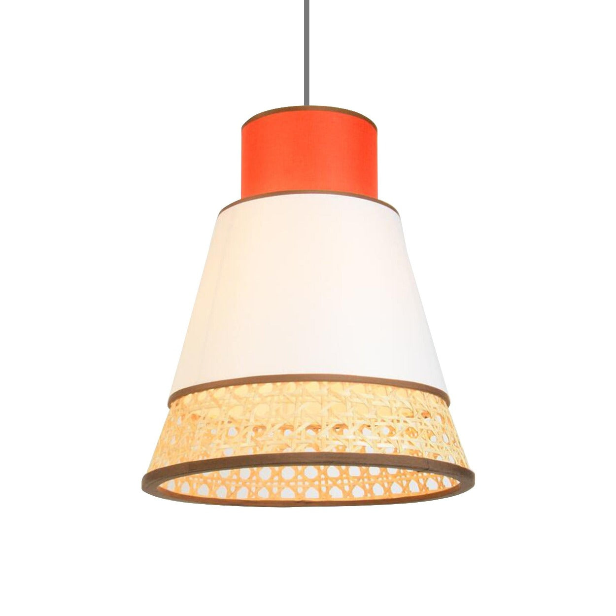 ANKUR JANE RETRO NATURAL BAMBOO CANE AND FABRIC PENDANT LIGHT - Ankur Lighting