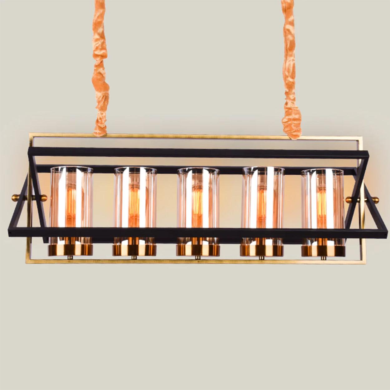 ANKUR JUTTY 5 LIGHT ANTIQUE GOLD WITH BLACK CHANDELIER - Ankur Lighting