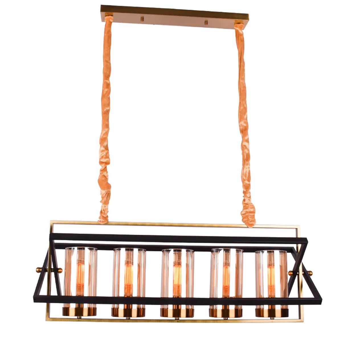 ANKUR JUTTY 5 LIGHT ANTIQUE GOLD WITH BLACK CHANDELIER - Ankur Lighting