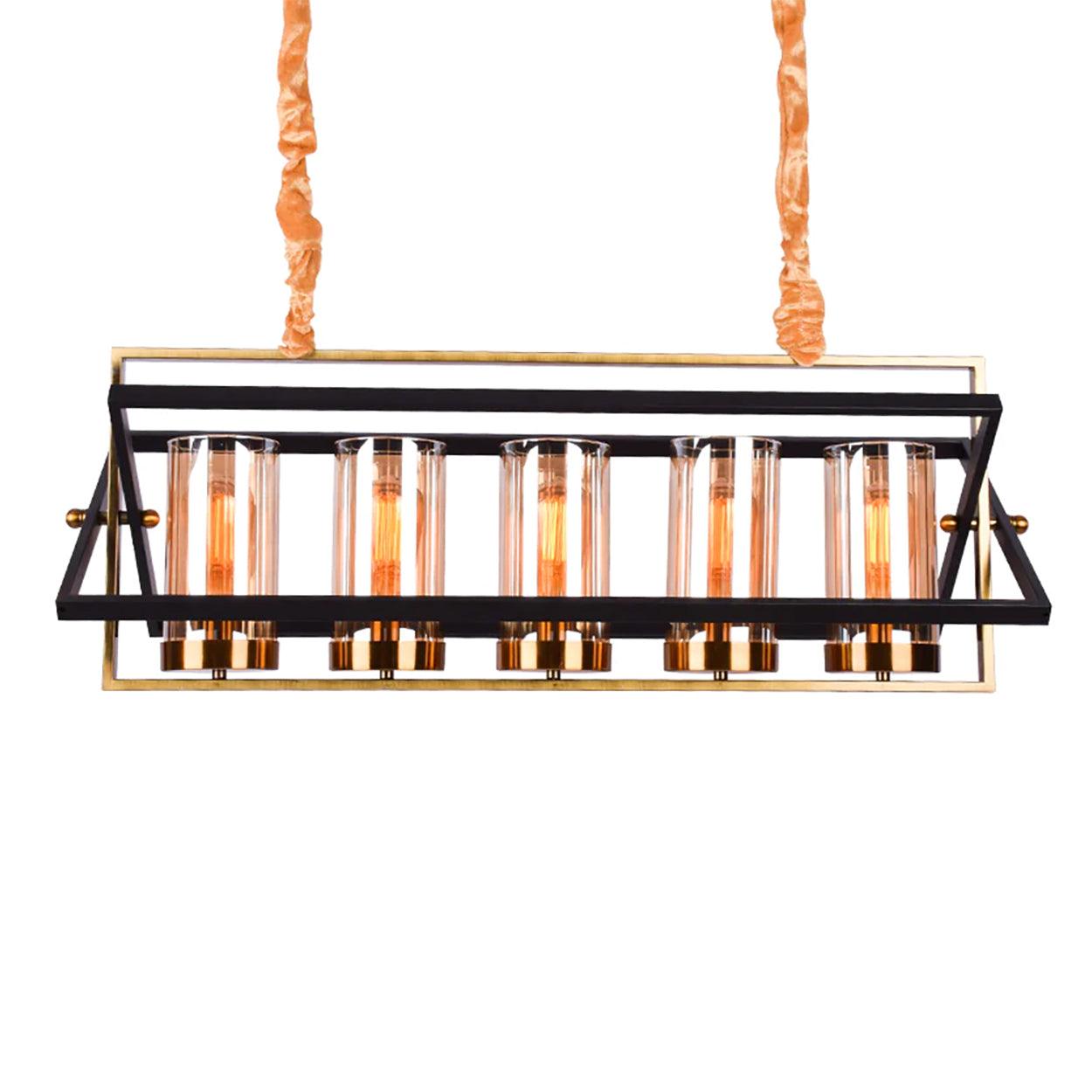 ANKUR JUTTY 5 LIGHT ANTIQUE GOLD WITH BLACK CHANDELIER - Ankur Lighting