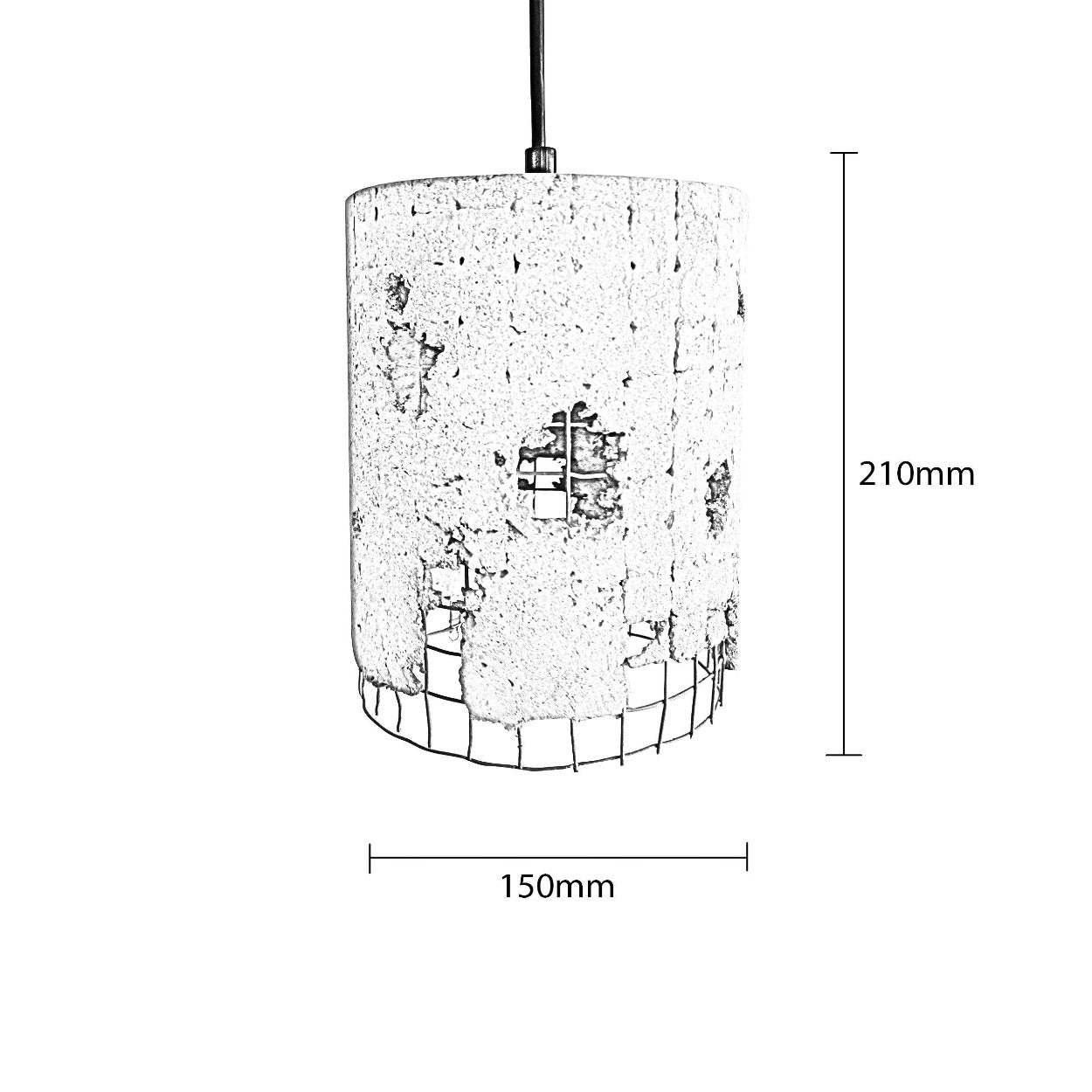 ANKUR METAL MESH CYLINDRICAL CONCRETE HANGING - Ankur Lighting