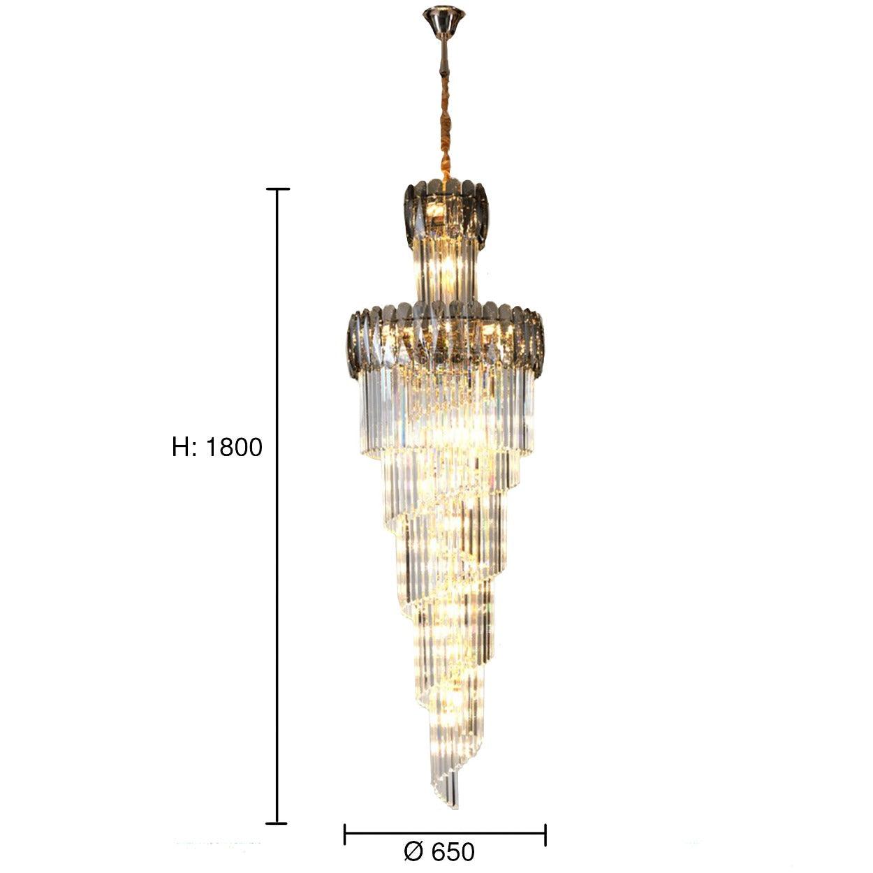 ANKUR MODERN SMOKE CROWN MULTILAYER CRYSTAL DOUBLE HEIGHT CHANDELIER - Ankur Lighting