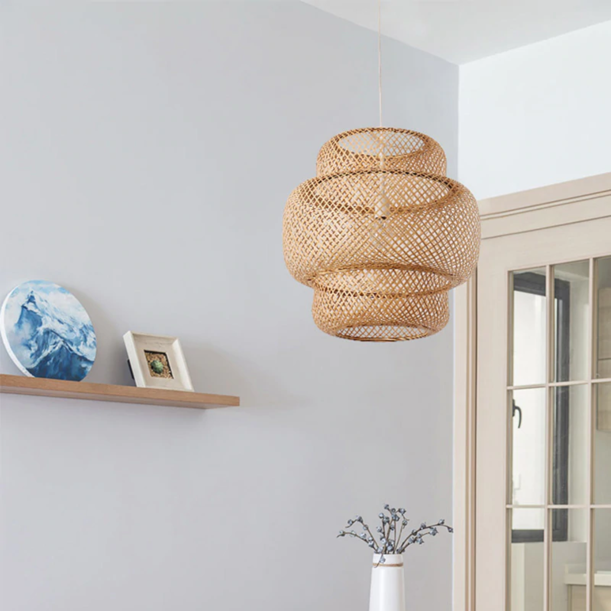 ANKUR NILE CANE MESH HANGING LIGHT - Ankur Lighting