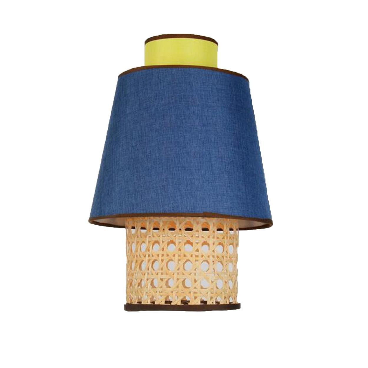 ANKUR RETRO CONICAL NATURAL BAMBOO CANE AND FABRIC PENDANT LIGHT - Ankur Lighting