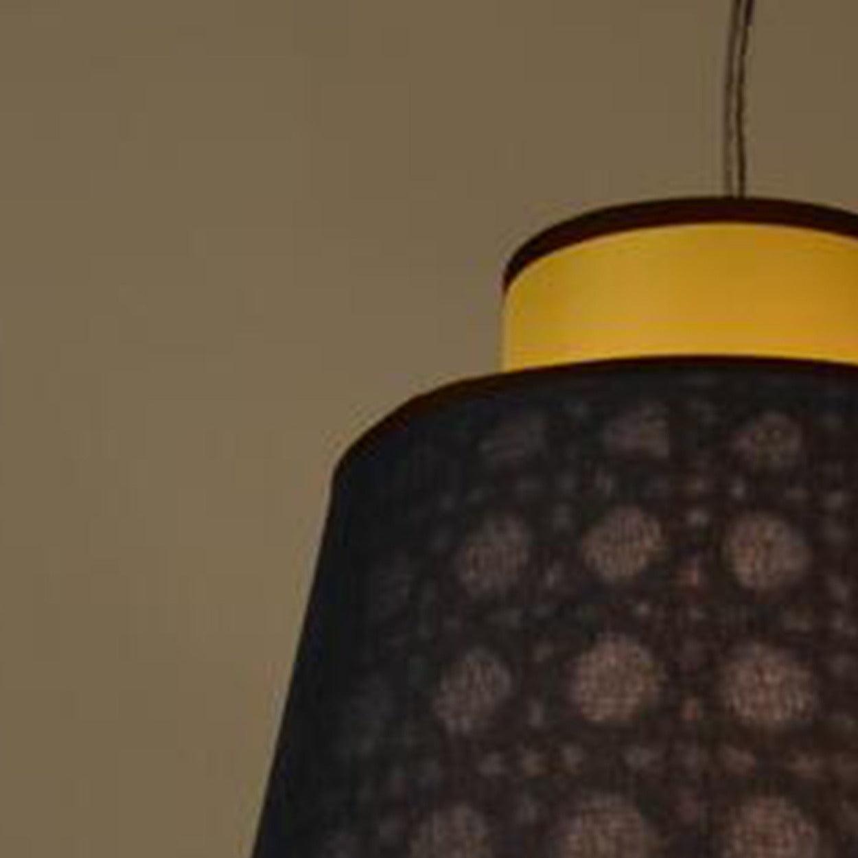 ANKUR RETRO CONICAL NATURAL BAMBOO CANE AND FABRIC PENDANT LIGHT - Ankur Lighting