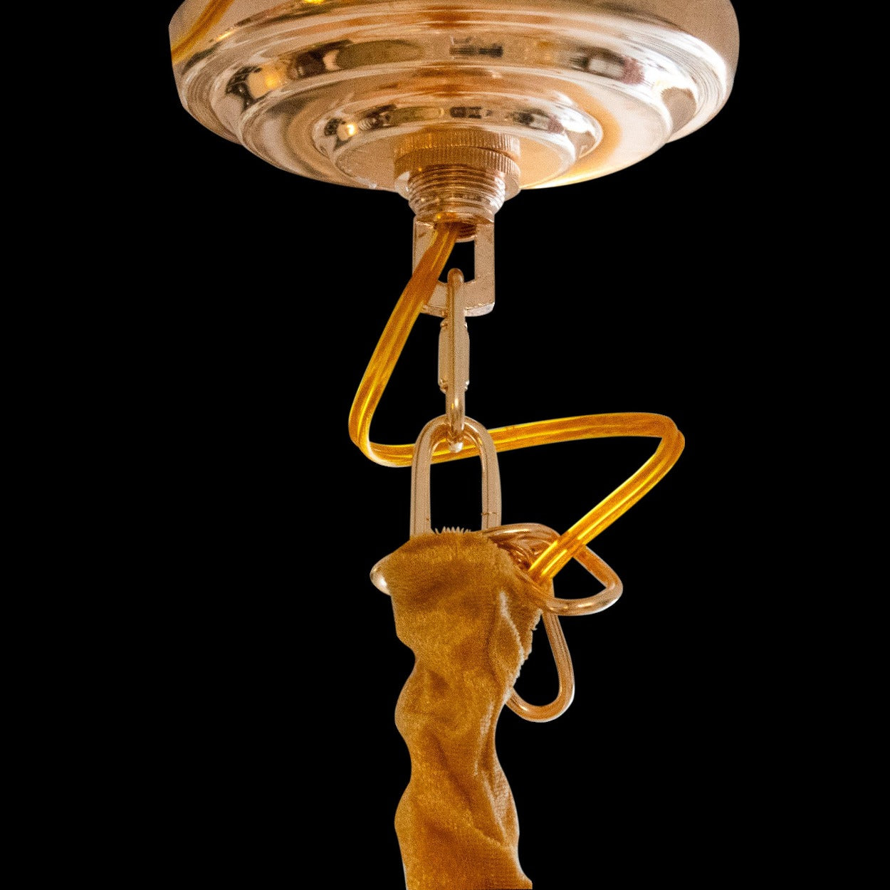 ANKUR ROUND CRYSTAL CHANDELIER WITH GOLD METAL PLATE - Ankur Lighting