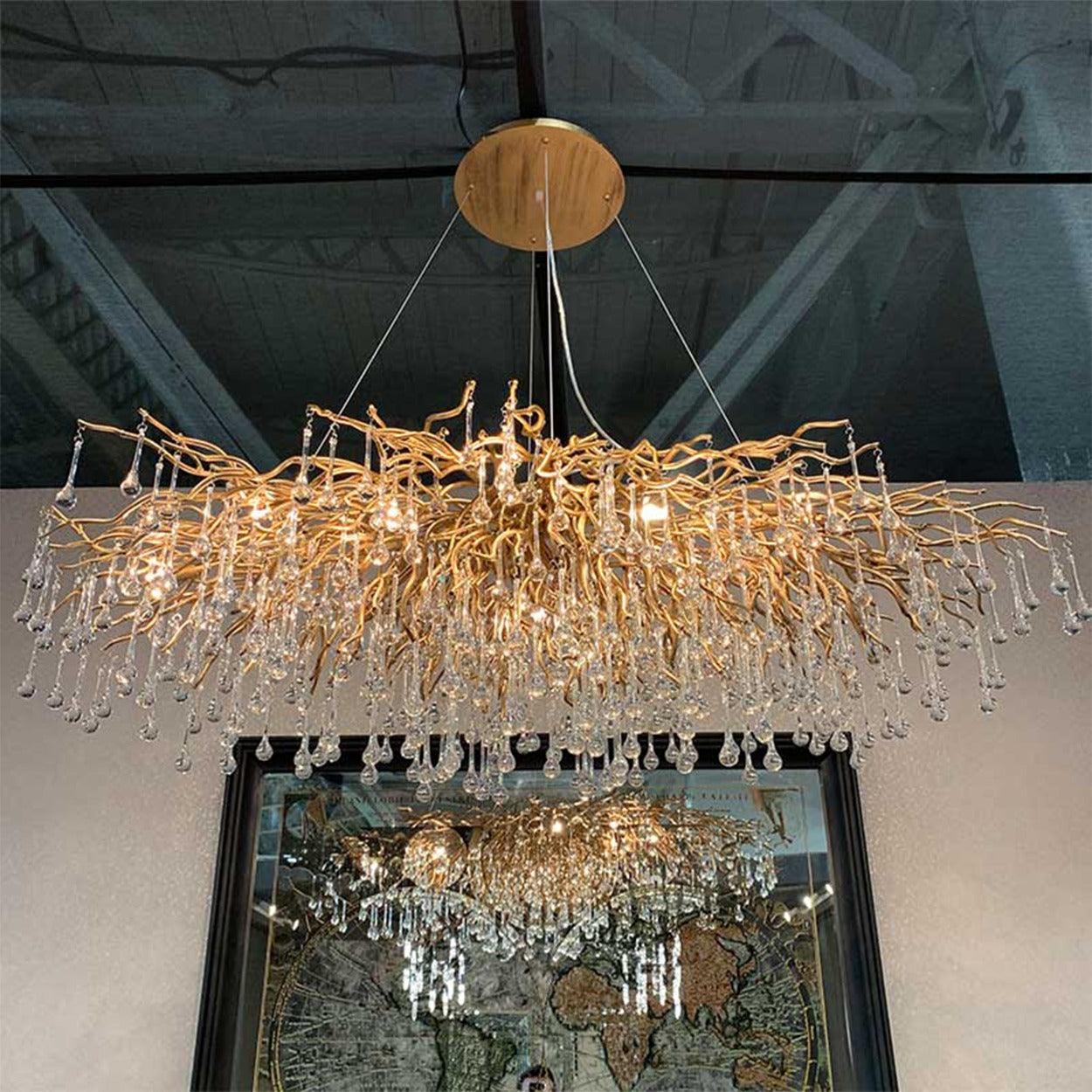 ANKUR TREE BRANCH RAIN DROP MODERN CRYSTAL CHANDELIER - Ankur Lighting