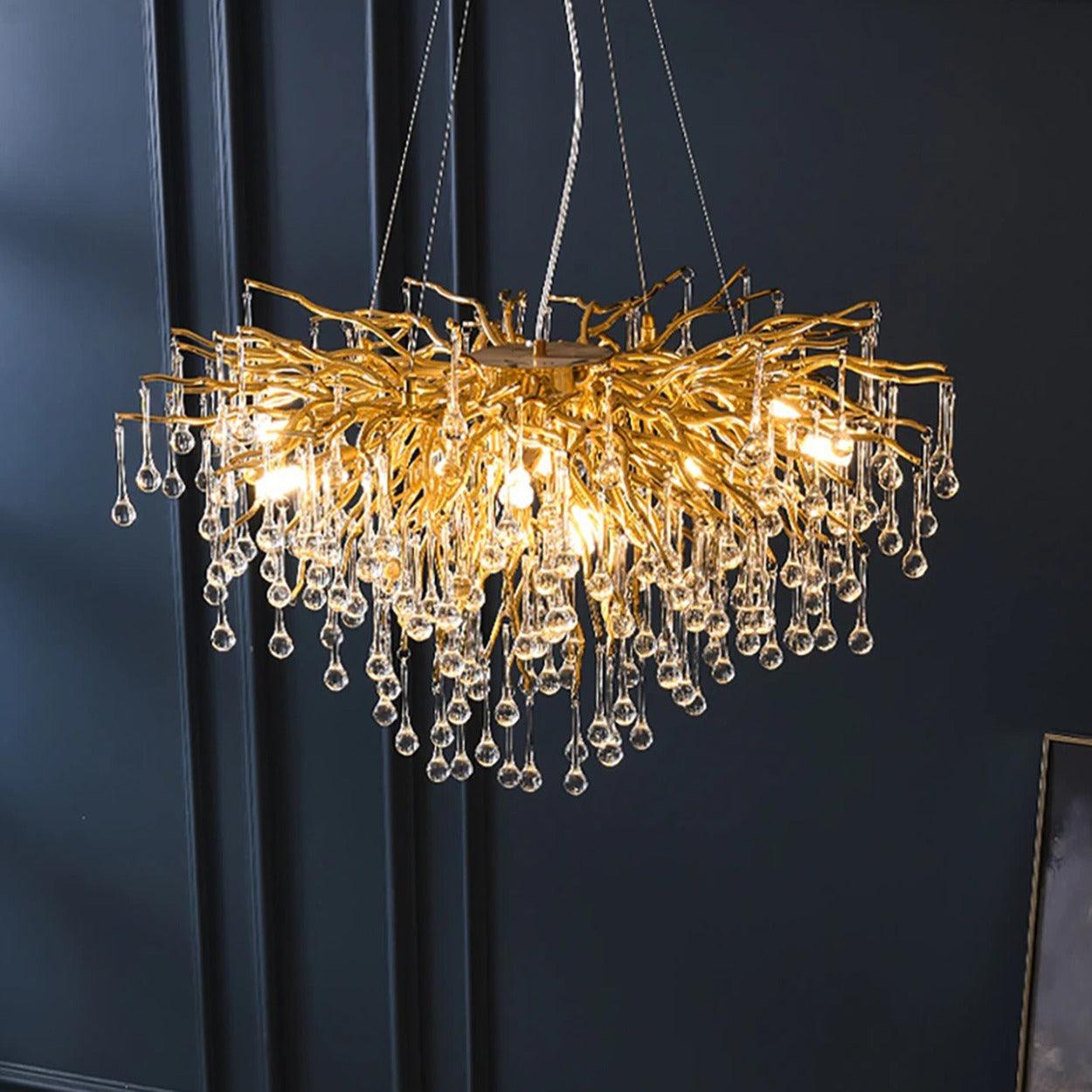 ANKUR TREE BRANCH RAIN DROP MODERN CRYSTAL CHANDELIER - Ankur Lighting