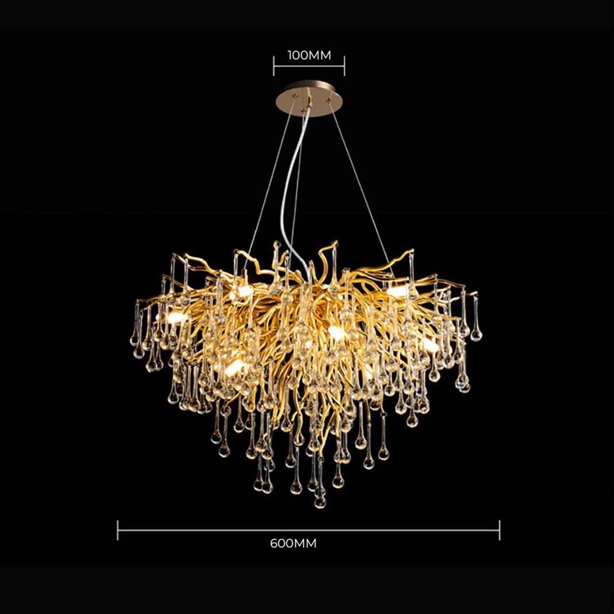 ANKUR TREE BRANCH RAIN DROP MODERN CRYSTAL CHANDELIER - Ankur Lighting