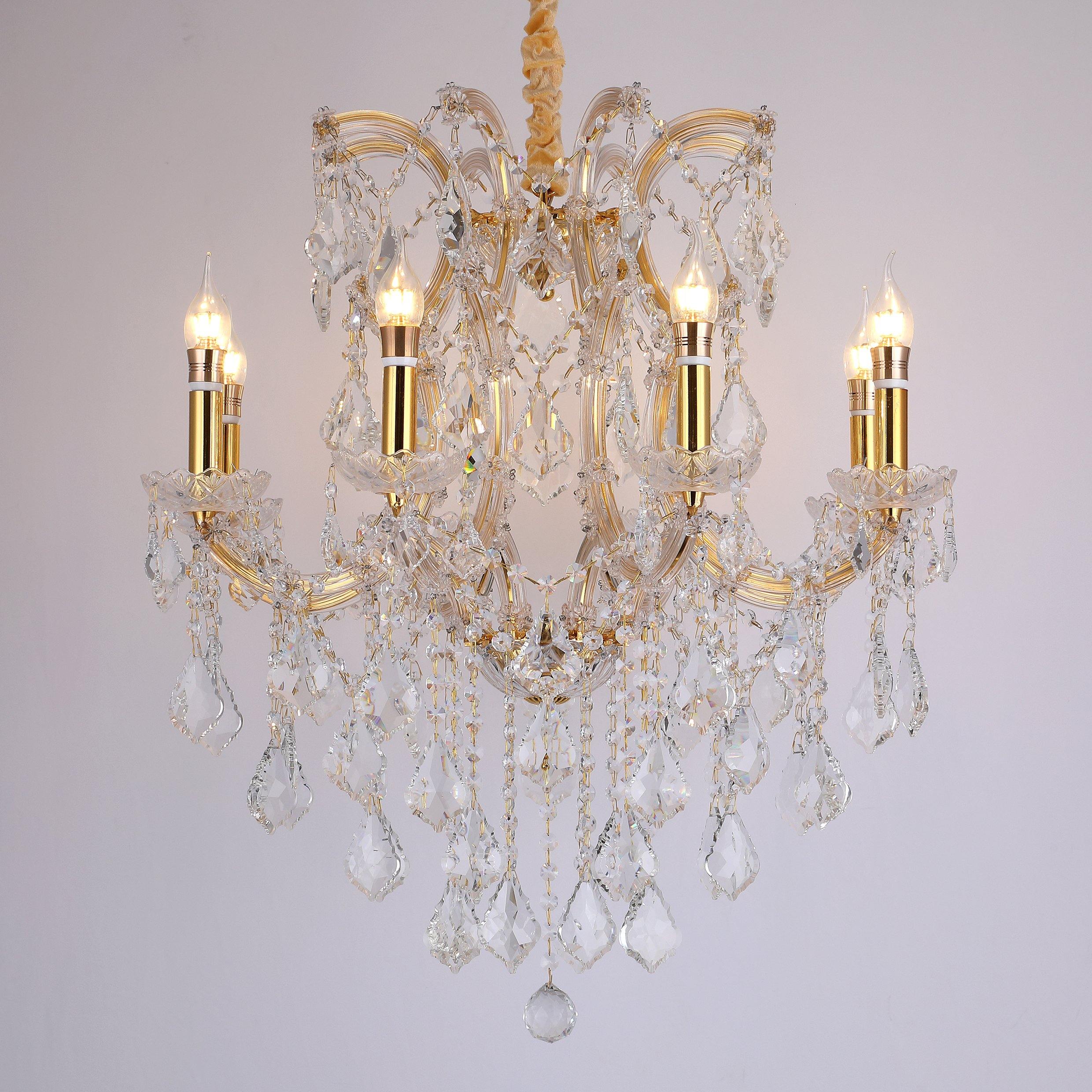 ANKUR VEGAS 8 LIGHT GOLDEN ARMS WITH CRYSTAL CHANDELIER - Ankur Lighting