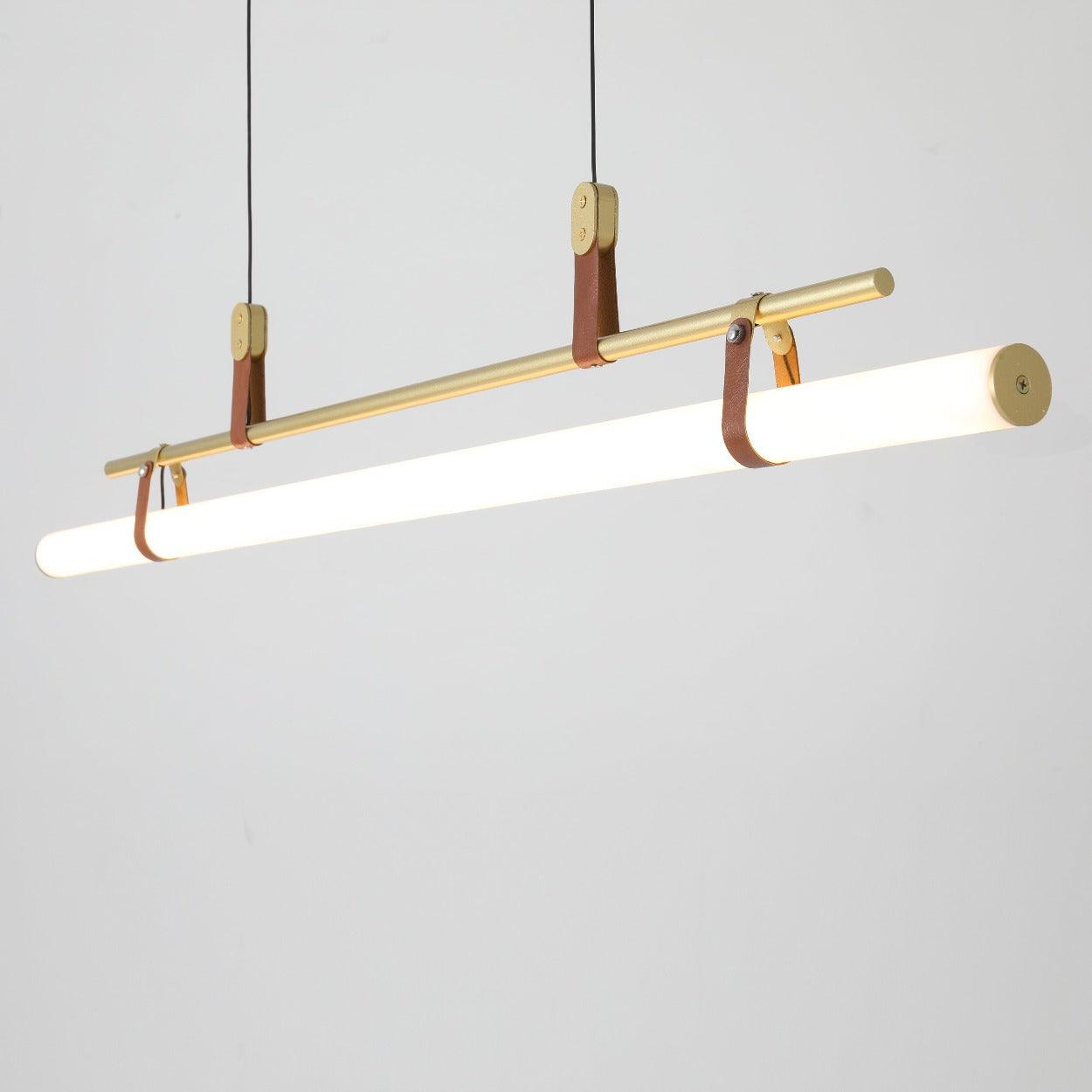 ANNA LINEAR LED TUBE WITH LEATHER HANGING LIGHT - Ankur Lighting